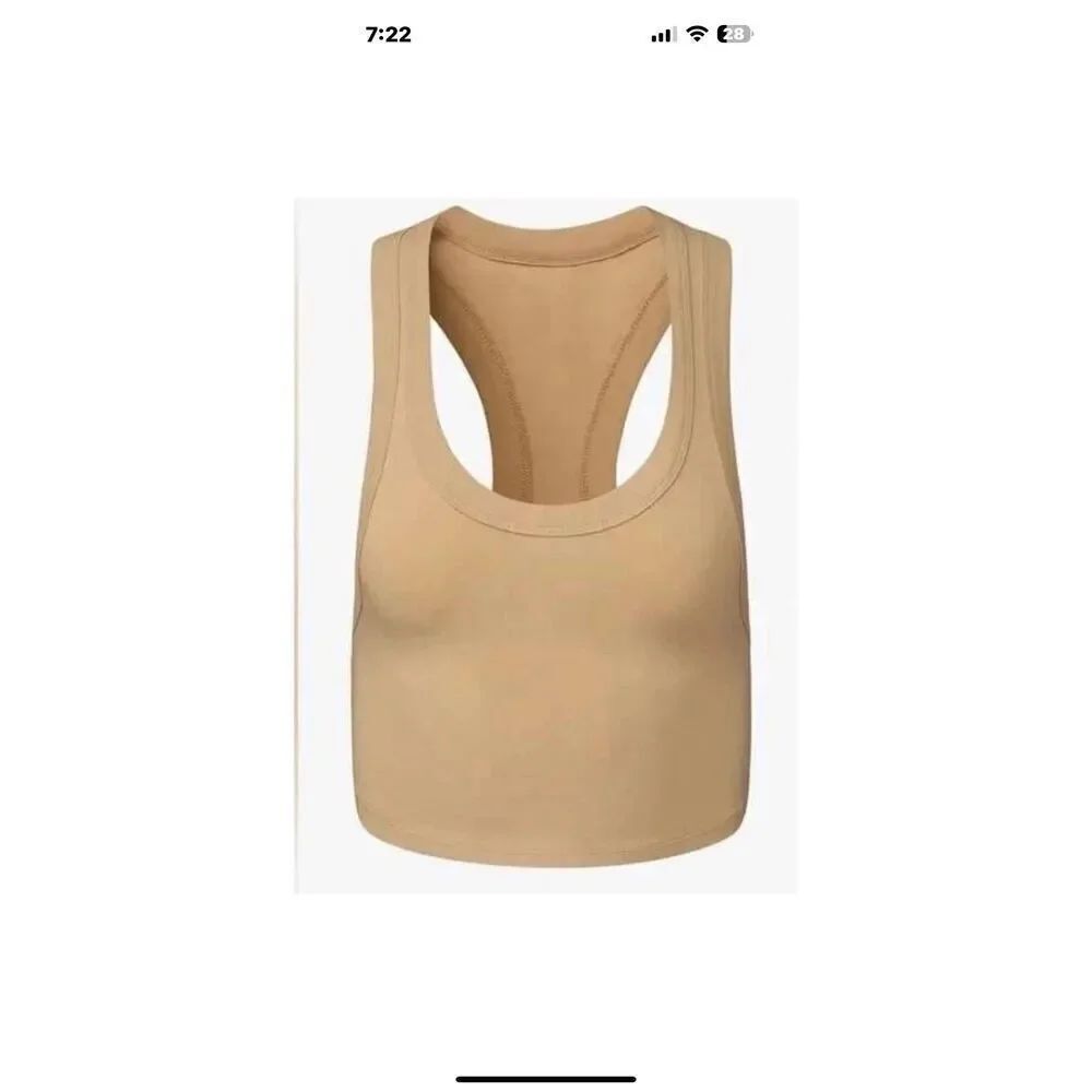 NWT WeWoreWhat beige cropped scoop tank Size S